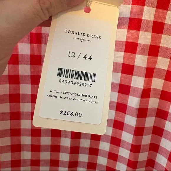 New Doen Coralie mini dress in scarlet Marilyn gingham - Picture 5 of 10